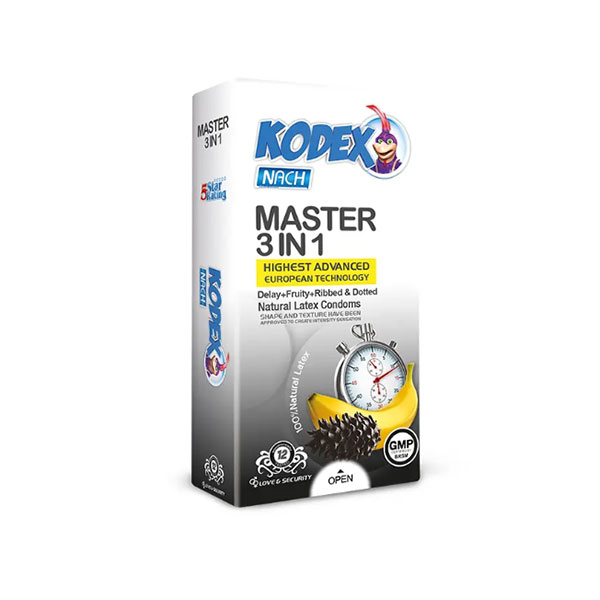 کاندوم تاخیری کدکس مدل Master 3 In 1 بسته 12 عددی